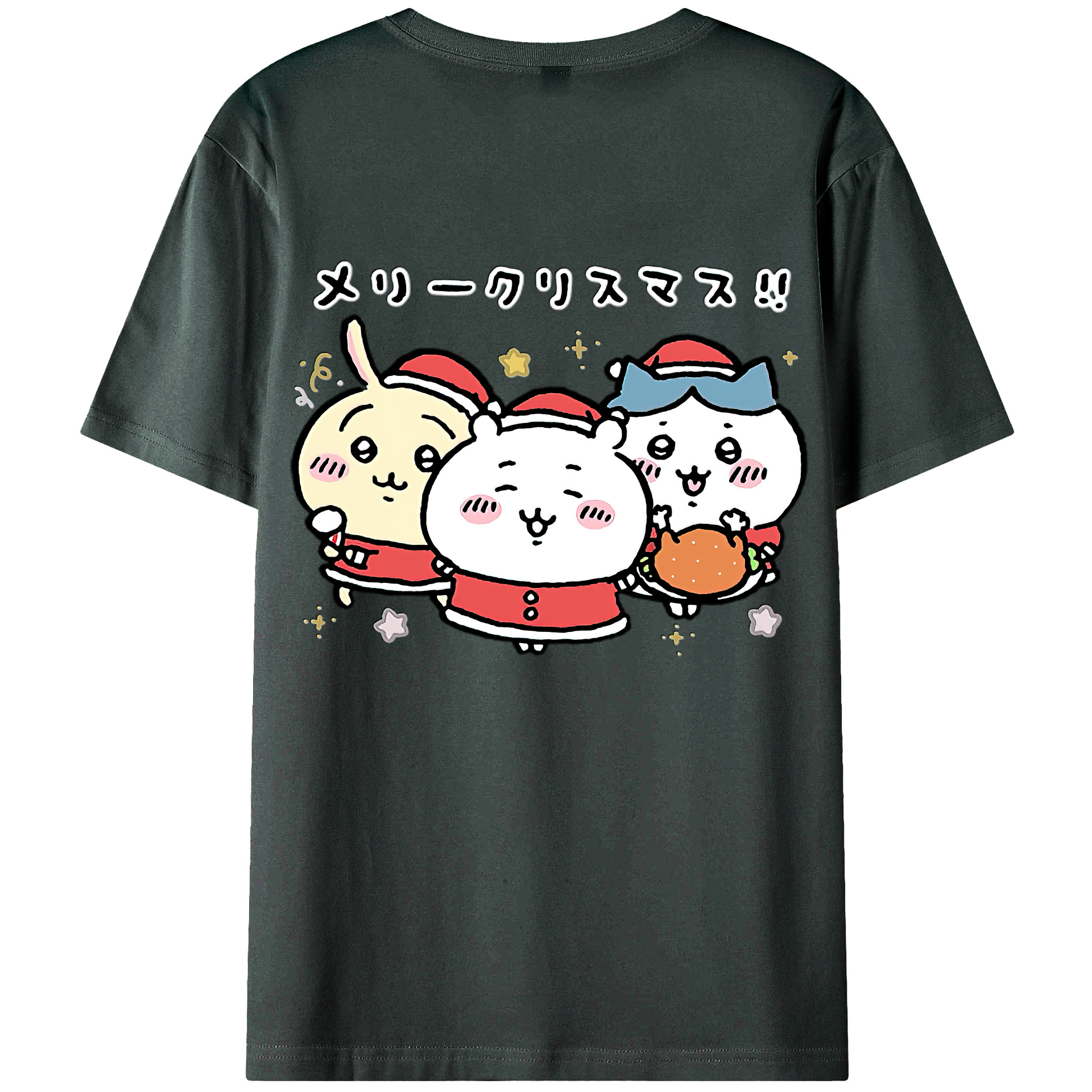 （画像用） ちいかわ ハチワレ Chii-kawa hachiware 綿100％ メンズ半袖Tシャツ（バックプリント） 通気性
